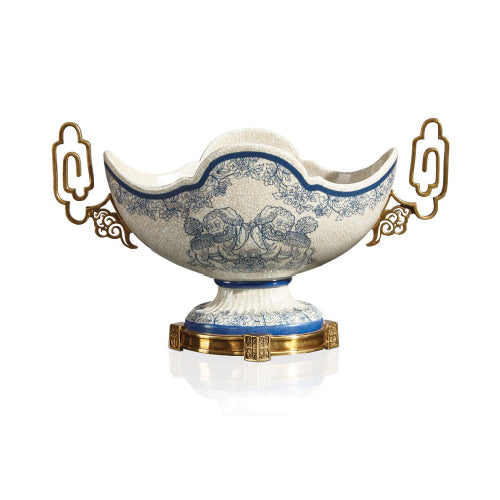 Lion Dance Fruit Bowl with Double Handles