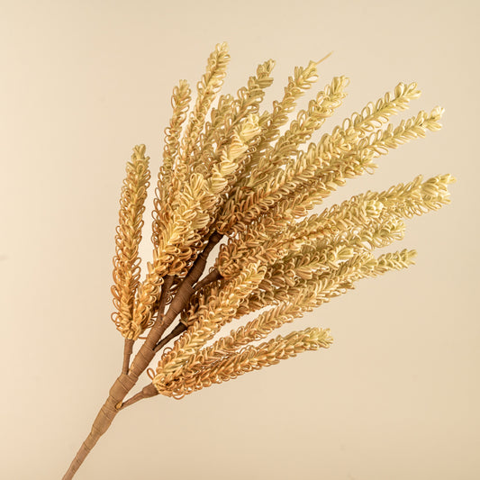Pampas Reed Stem Faux Foam Flower (Yellow & Brown)