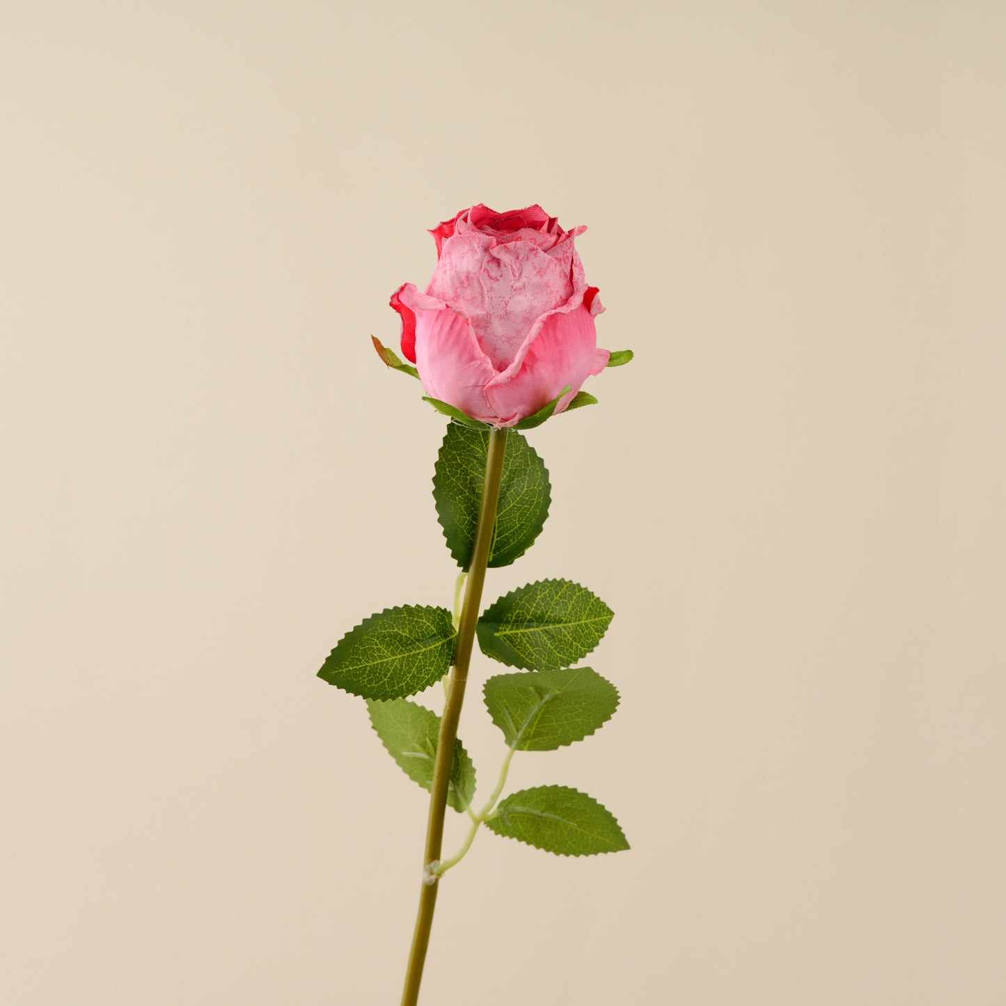 Artificial Hand-Rolled Edge Rose (Dark Pink)